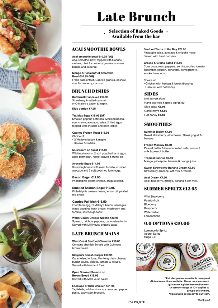 Late Brunch Menu